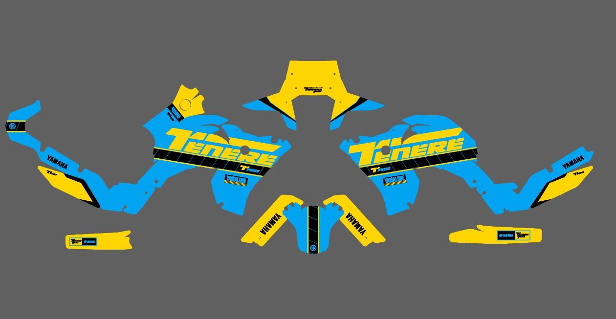 kit deco yamaha 700 tenere anniversaire cyan jaune