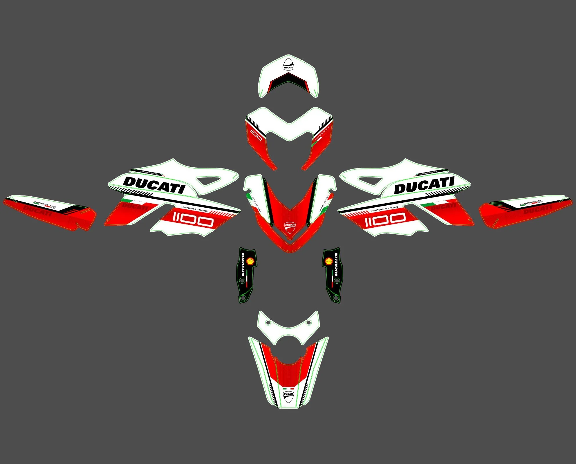 kit déco ducati hypermotard 796 / 1100 origine
