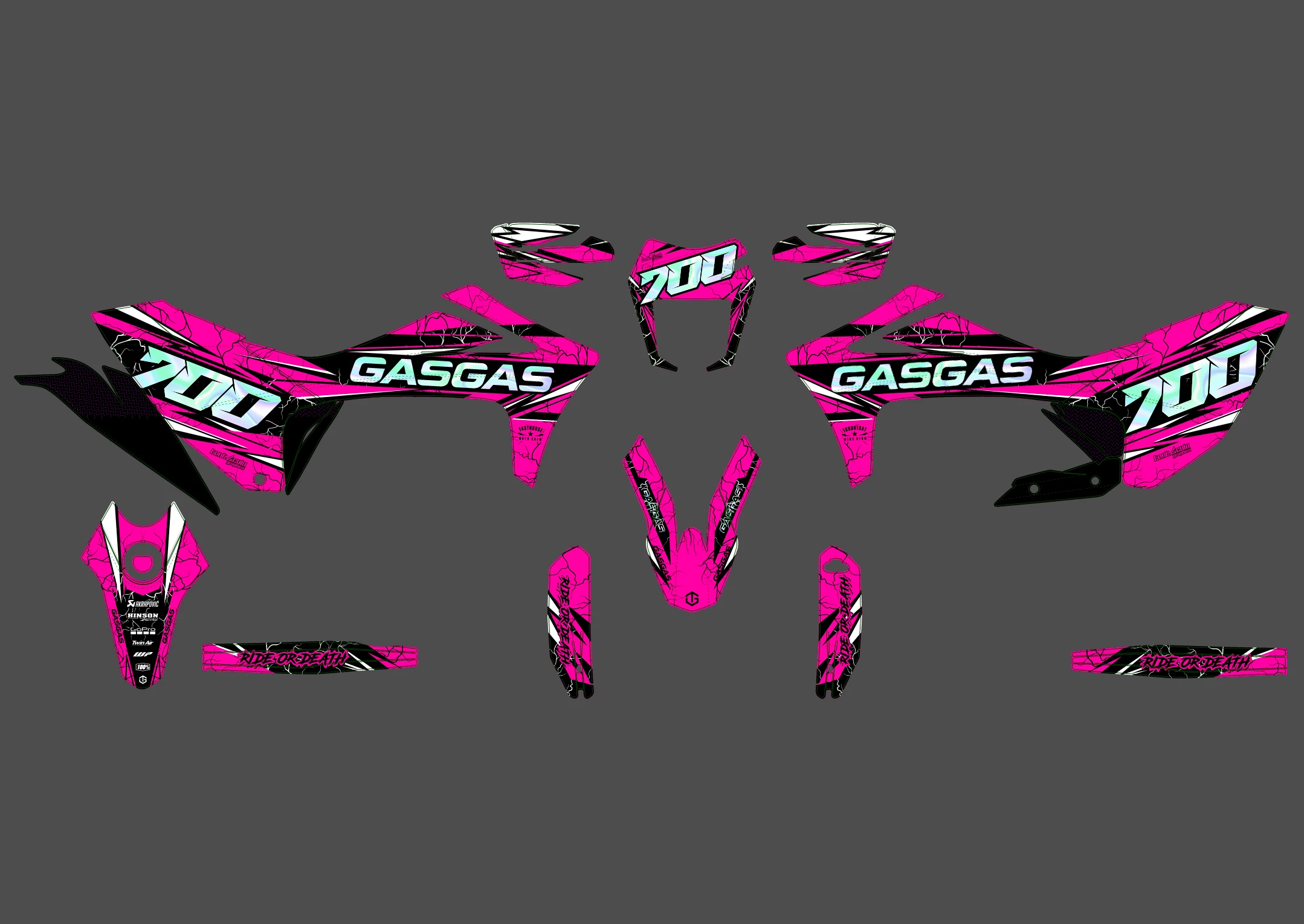 kit déco gasgas 700 sm / es eclair rose