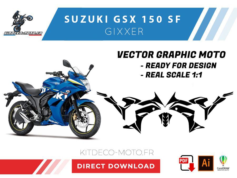 Template GSX 150 SF GIXXER - Vector - Motorcycle Graphic Kit Shop