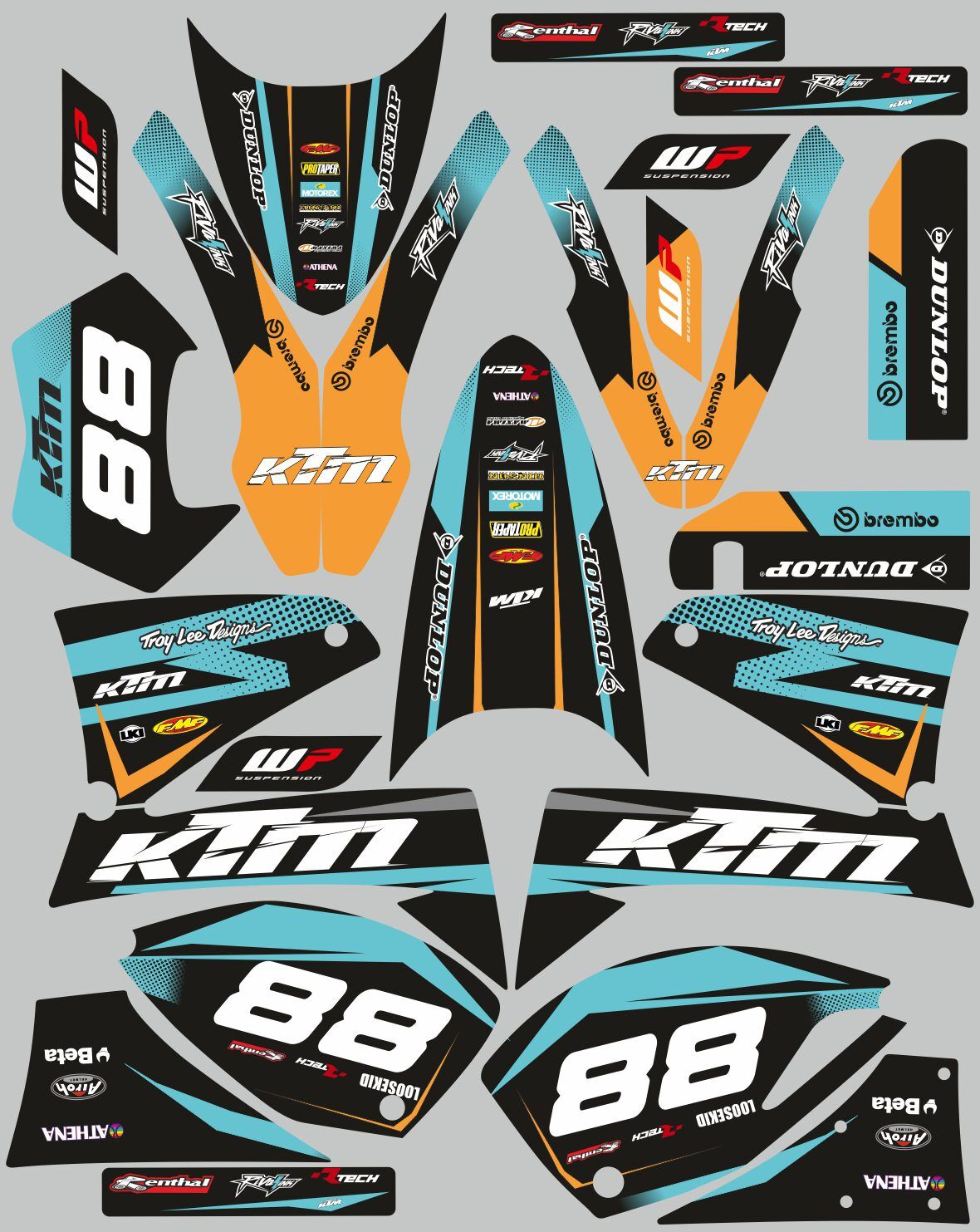 kit déco ktm 640 lc4 light blue