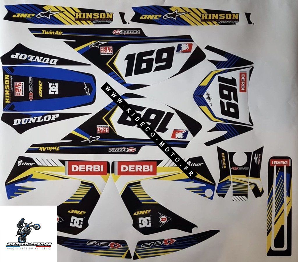 Kit DÉco Derbi Xtreme Xrace Avant 2011 Blue Yellow