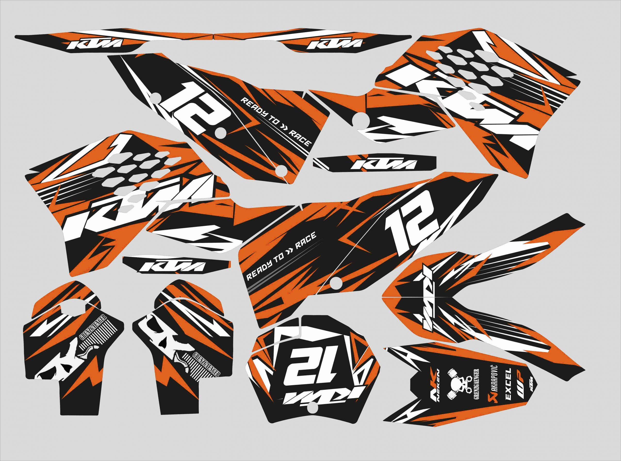 kit déco ktm exc / exc f (2008 2011) factory orange