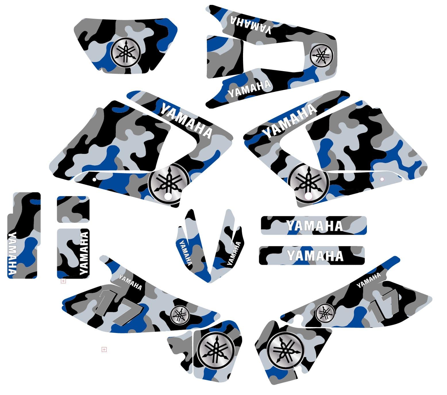 Kit Deco Moto 125 Dtr Dtx Camouflage Bleu