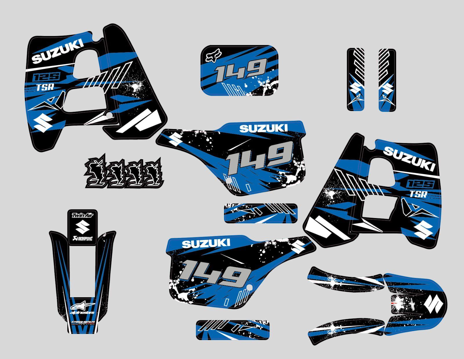 kit deco suzuki 125 tsr blue line