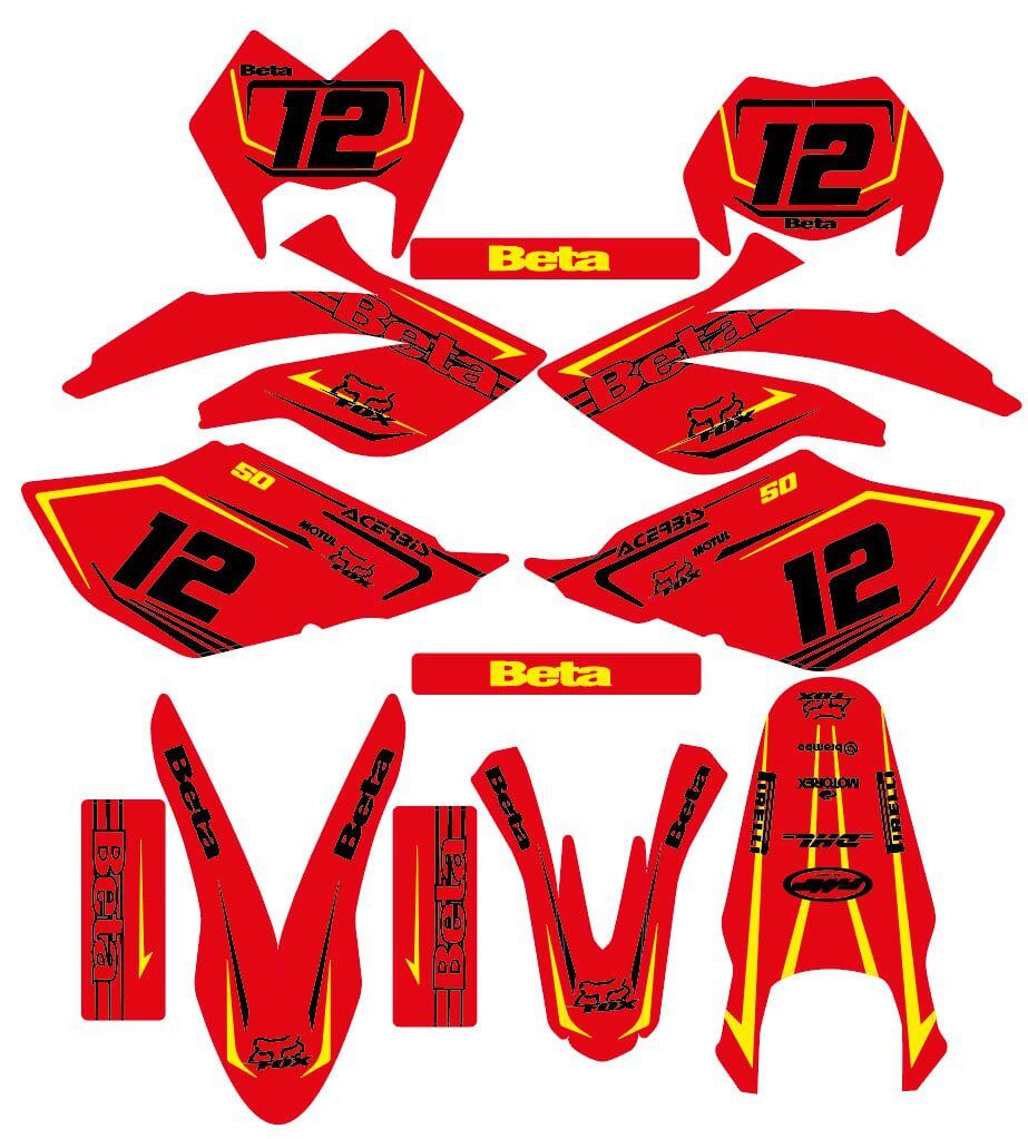 kit deco beta 50cc 2006 2010 red jaune