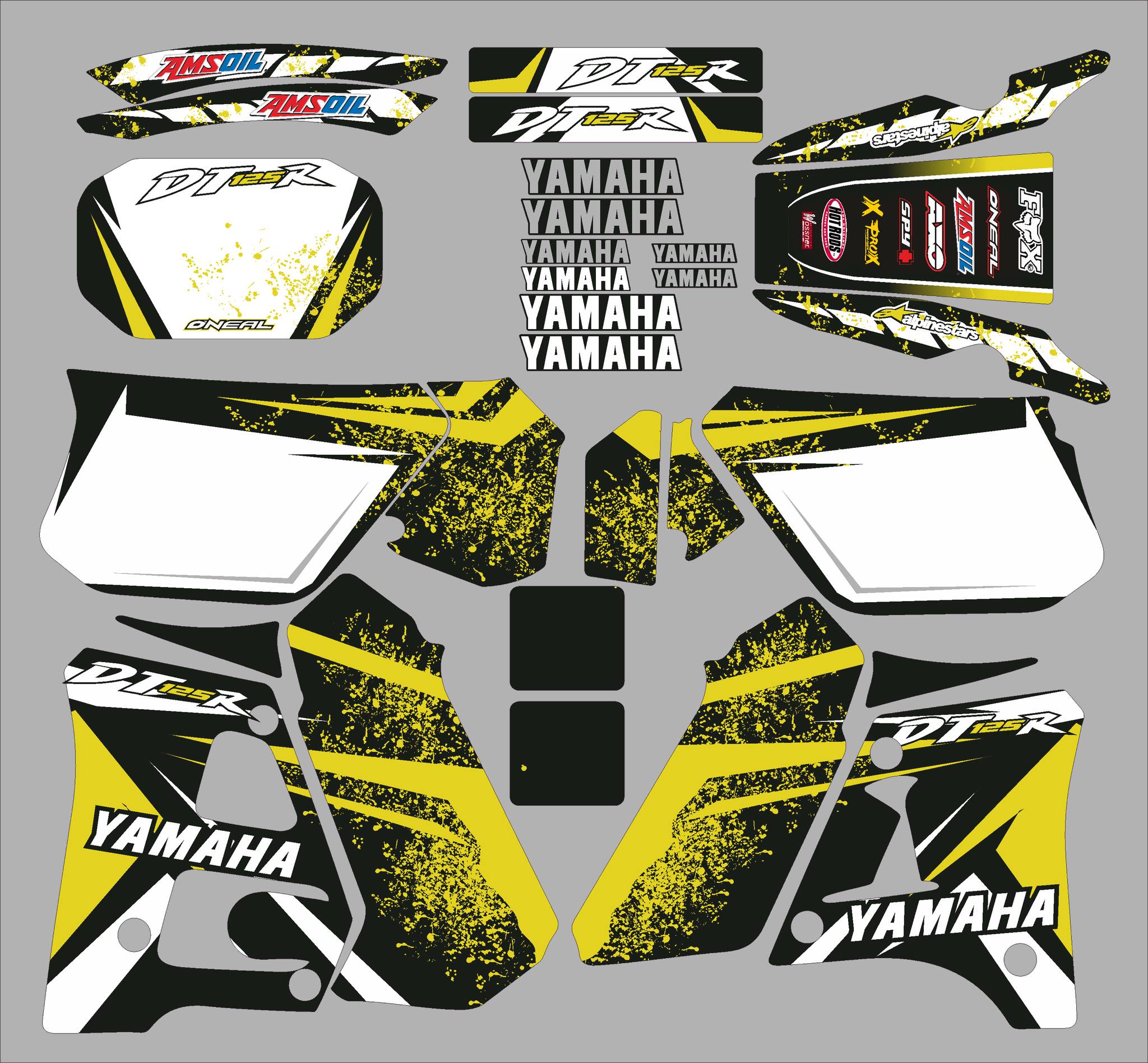 kit deco yamaha 125 dtr splash jaune