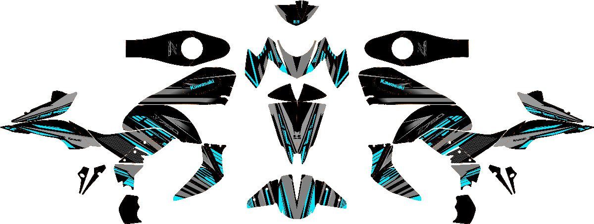 kit deco kawasaki z750 dark cyan maquette