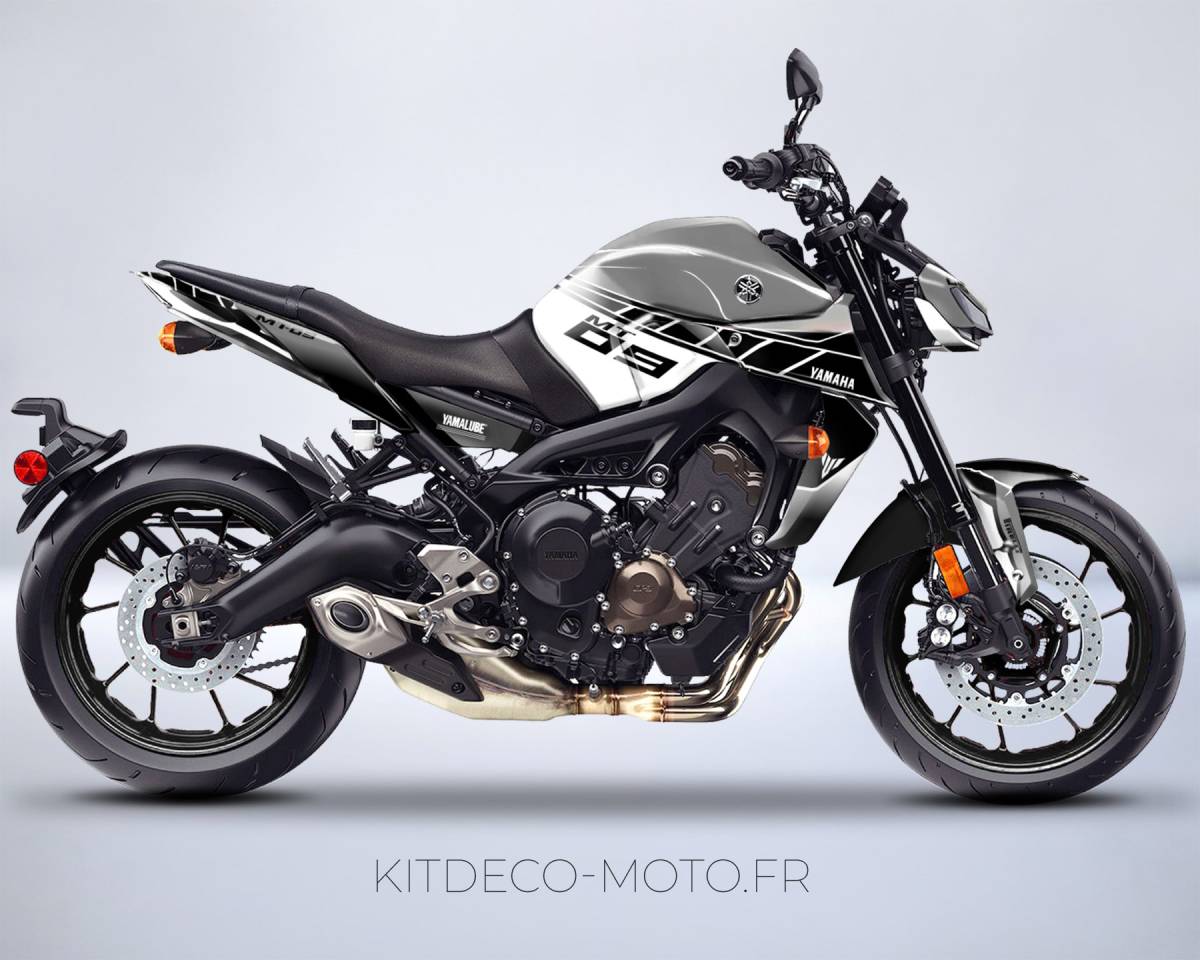 kit deco moto yamaha mt 09 anniversaire gris mockup