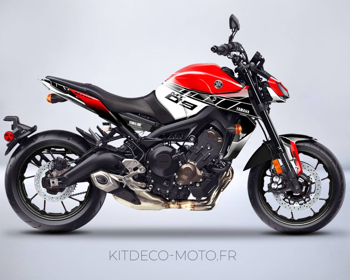 kit deco moto yamaha mt 09 anniversaire rouge mockup