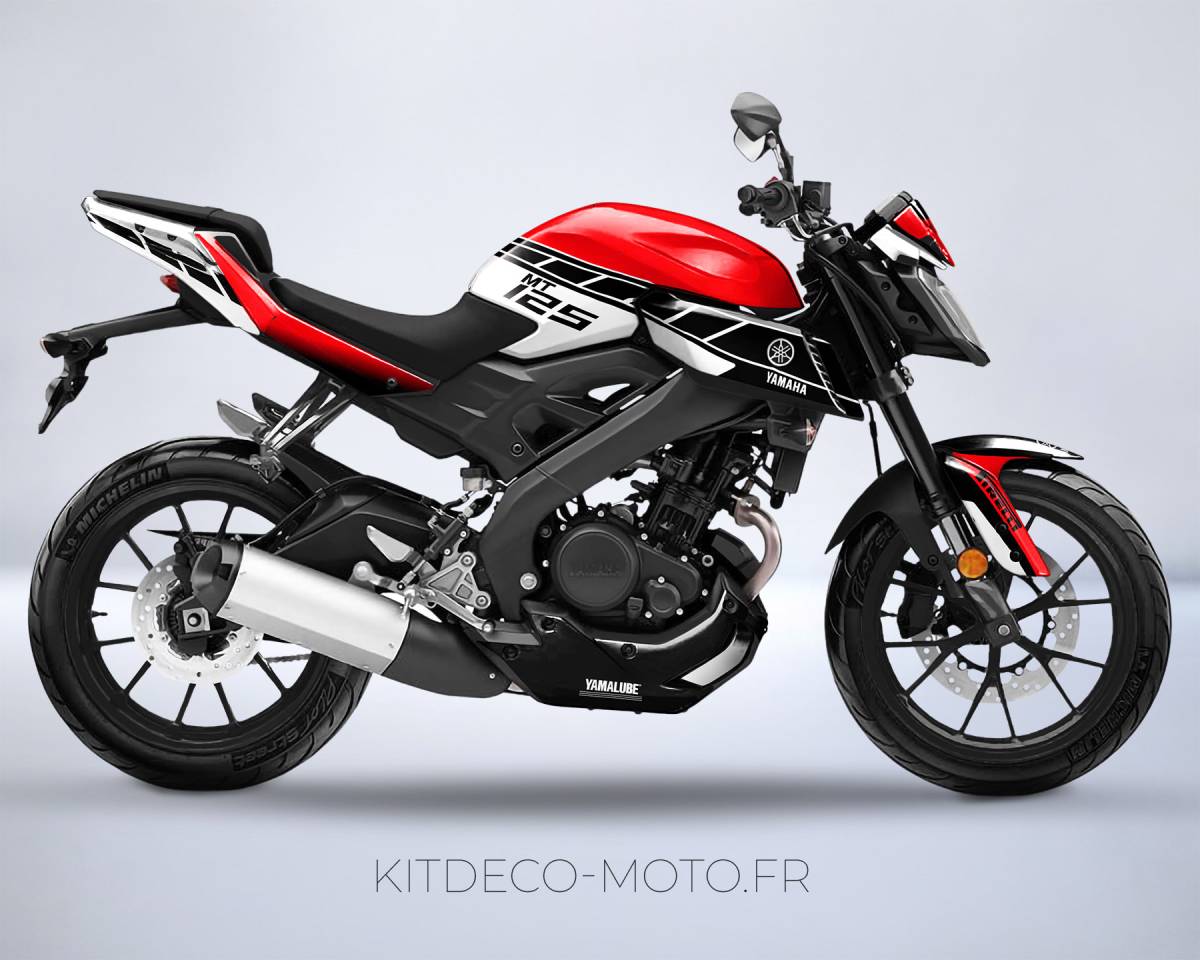 kit deco moto yamaha mt 125 anniversaire rouge mockup