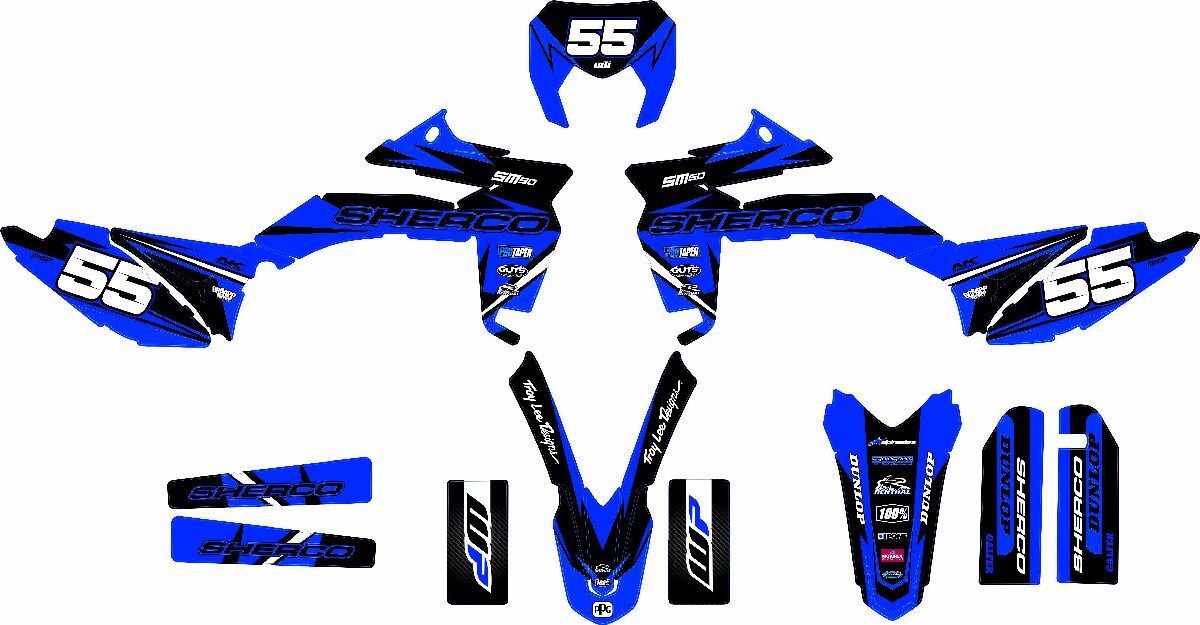 kit deco sherco 50 craft bleu maquette