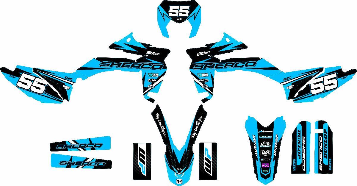 kit deco sherco 50 craft cyan maquette