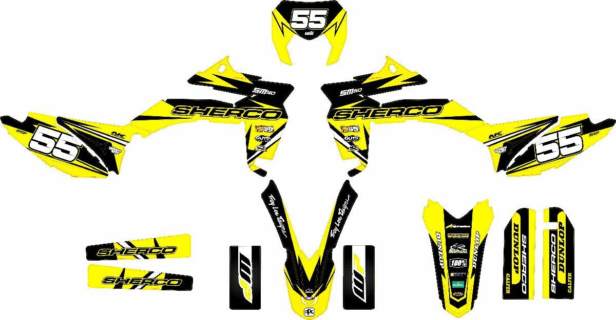 kit deco sherco 50 craft jaune maquette