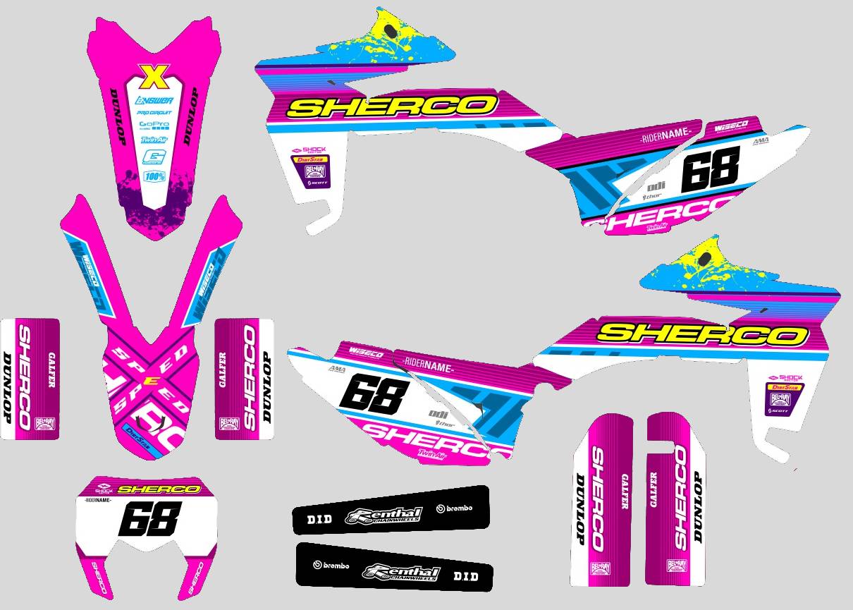 kit deco sherco 50 sm splash rose 68