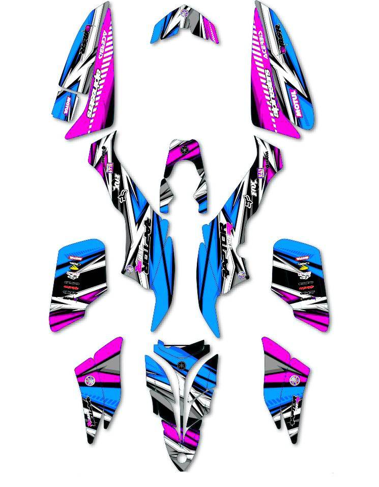 kit deco yamaha 350 raptor color rose bleu