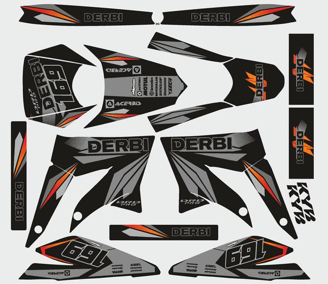 kit déco derbi 50 x treme / racing 169 gris