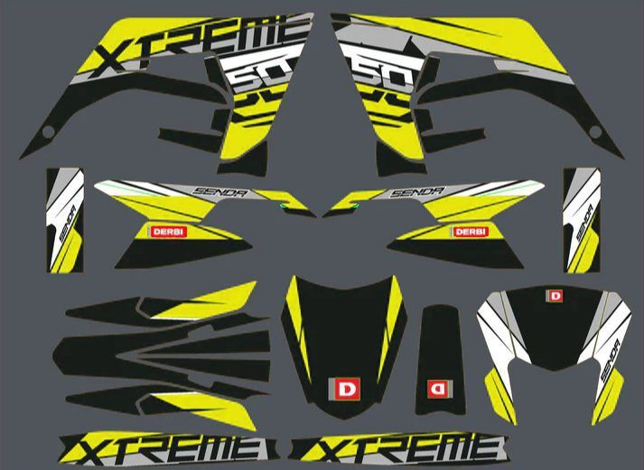 kit déco derbi 50 2018 2021 factory jaune