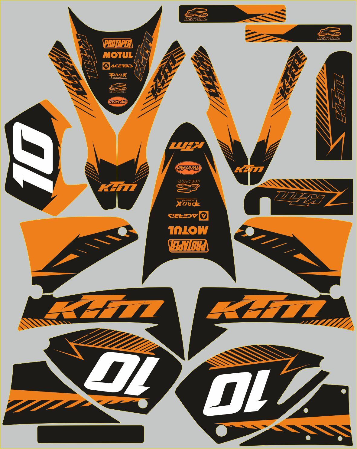 kit déco ktm 640 lc4 craft orange