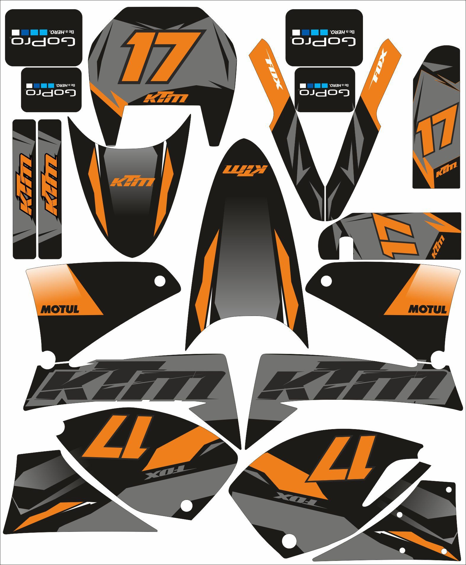 kit déco ktm 640 lc4 factory orange
