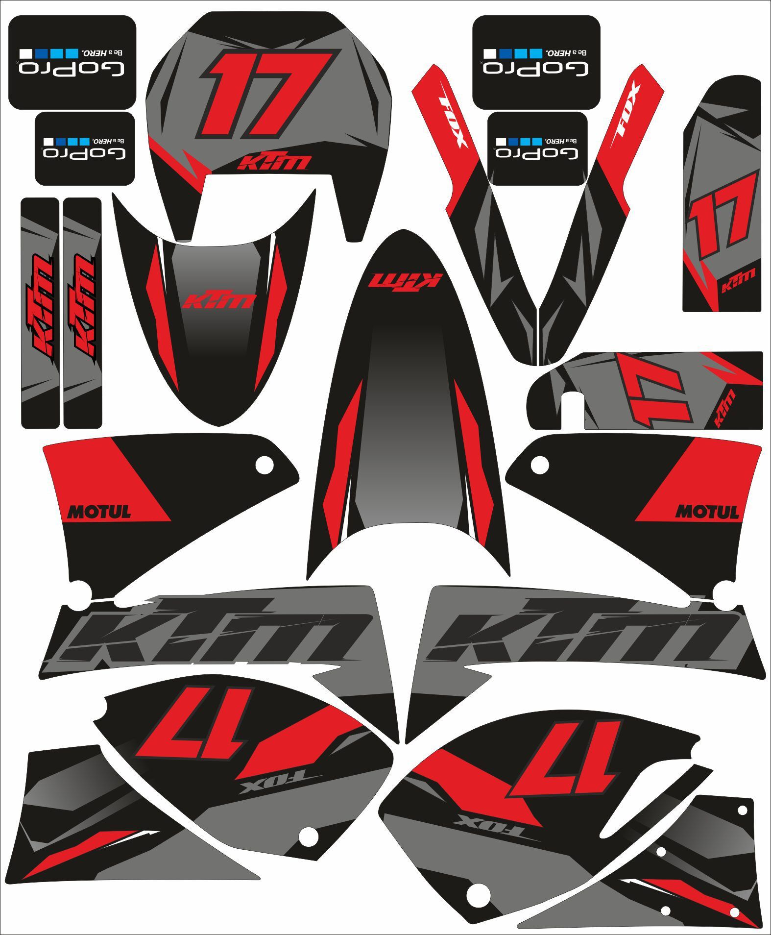 kit déco ktm 640 lc4 factory rouge