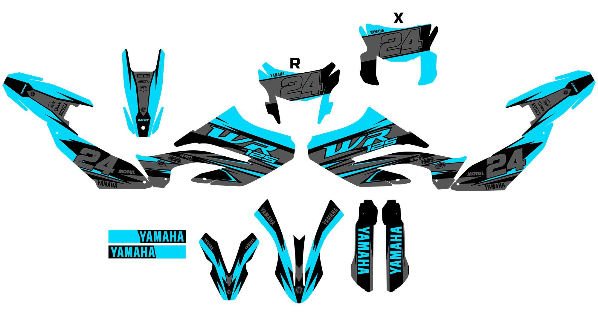 kit déco yamaha wr 125 gotam cyan
