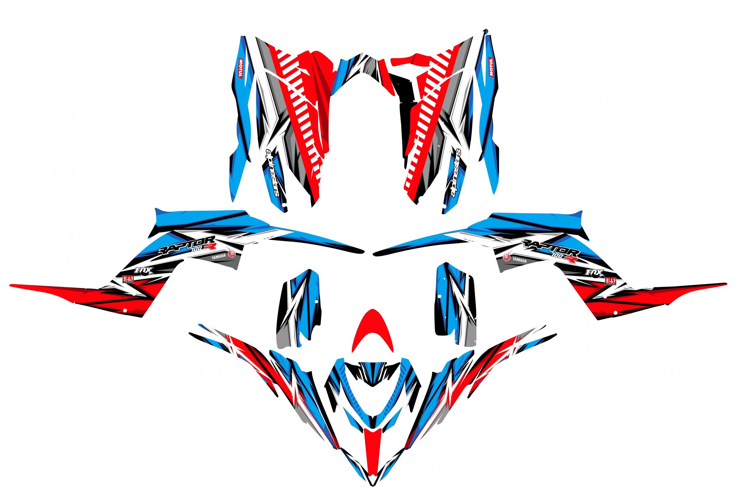 kit déco yamaha yfm 700 raptor color bleu / rouge