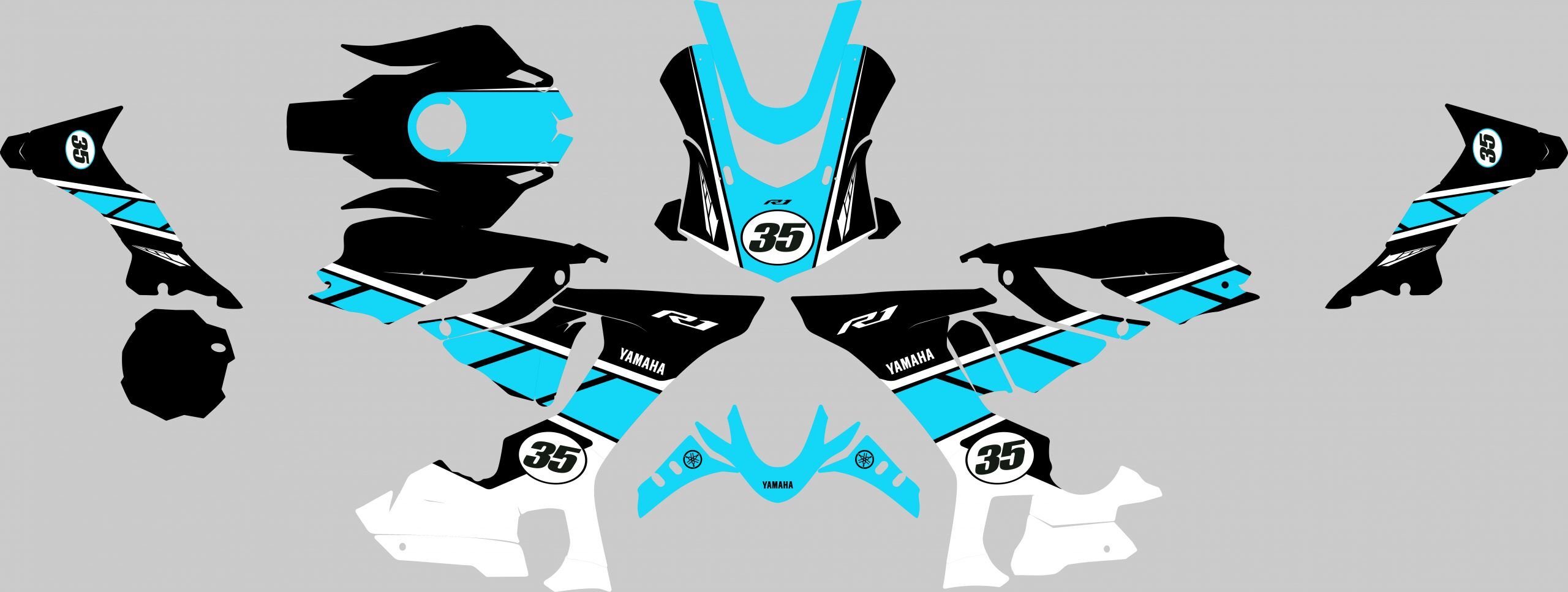 kit déco yamaha r1 anniversaire cyan