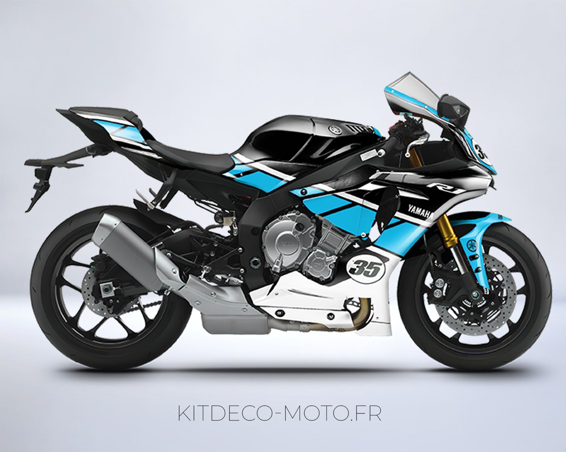 kit déco yamaha r1 anniversaire cyan