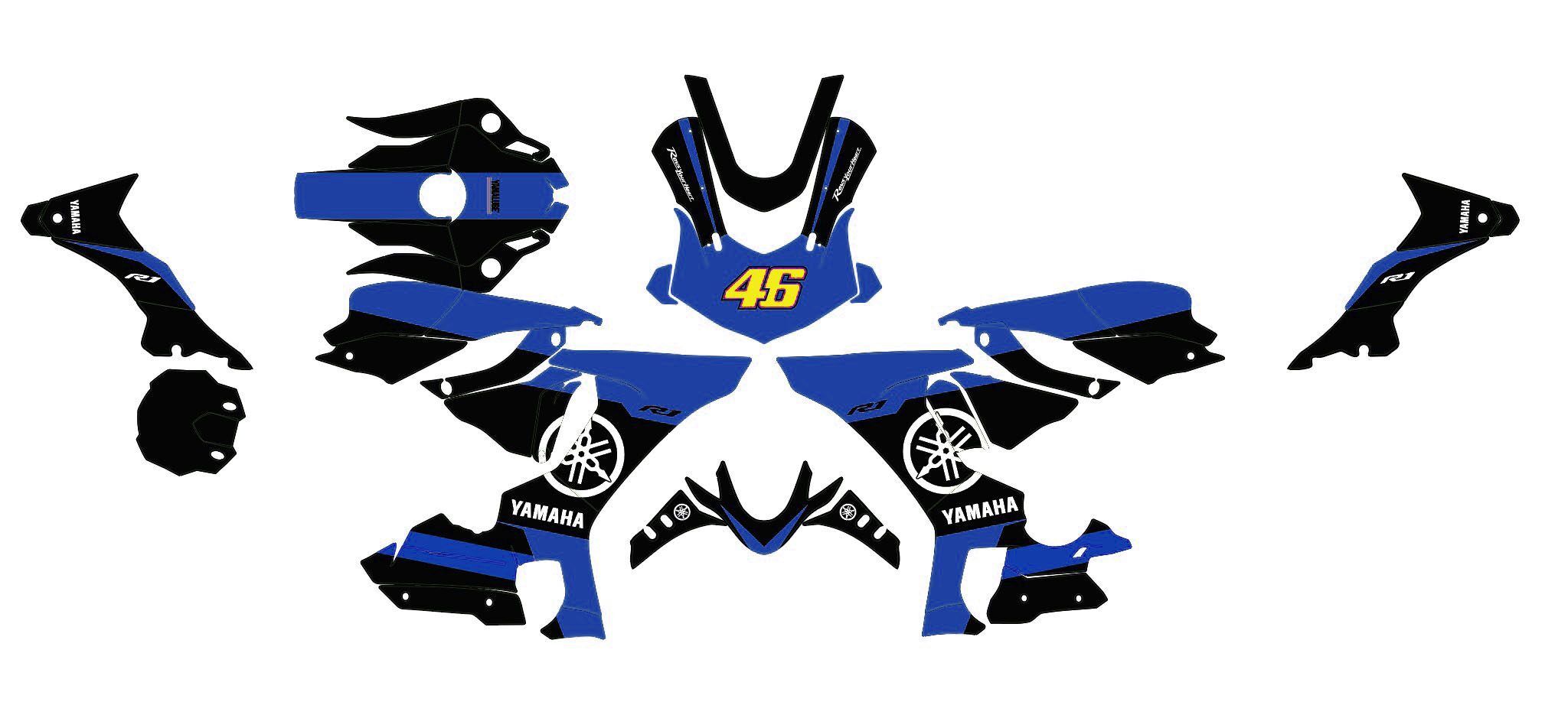 kit déco yamaha r1 factory bleu