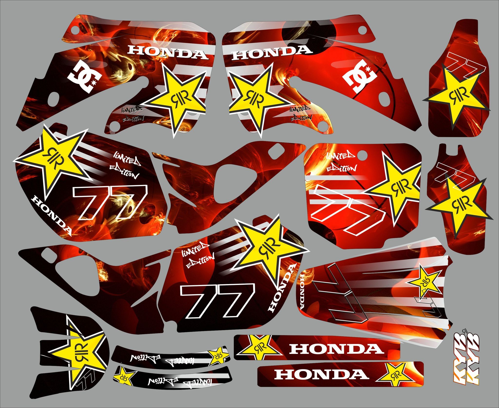 kit déco honda 125 / 250 cr (1997 1999) – rockstar rouge #2