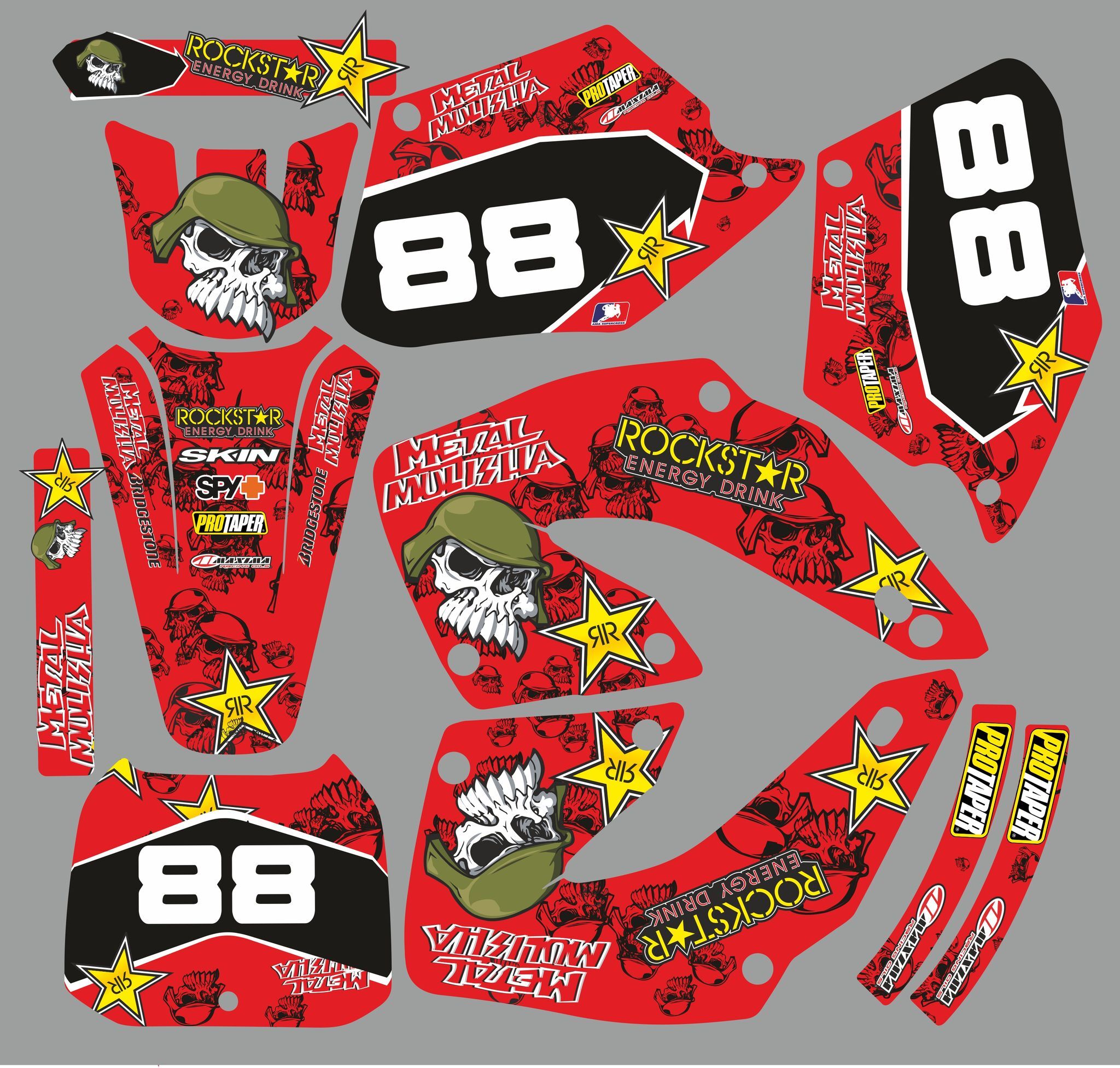 kit déco honda 125 / 250 cr (2000 2001) – rockstar rouge #2