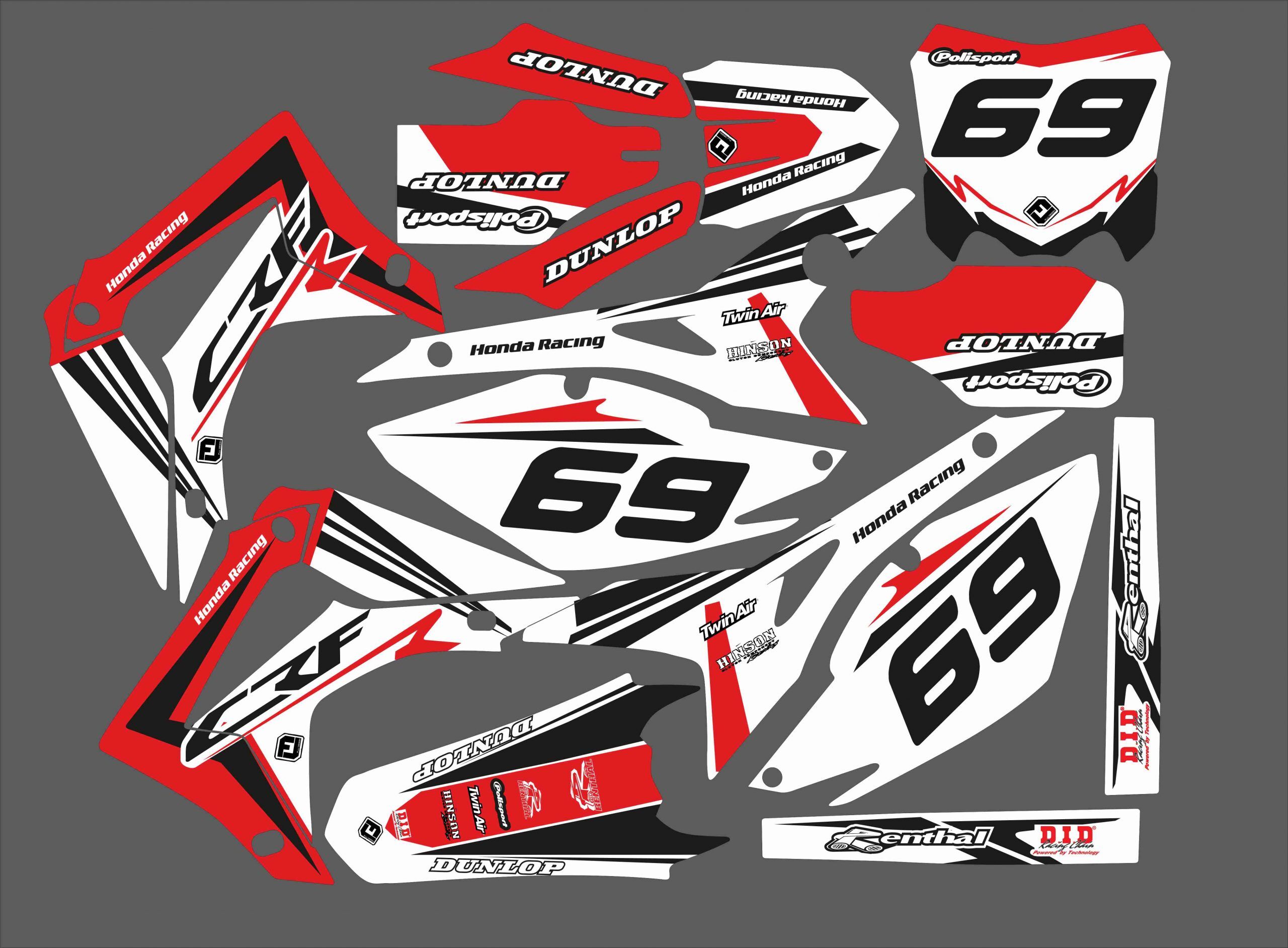kit déco honda 450 crf (2013 2016) racing blanc