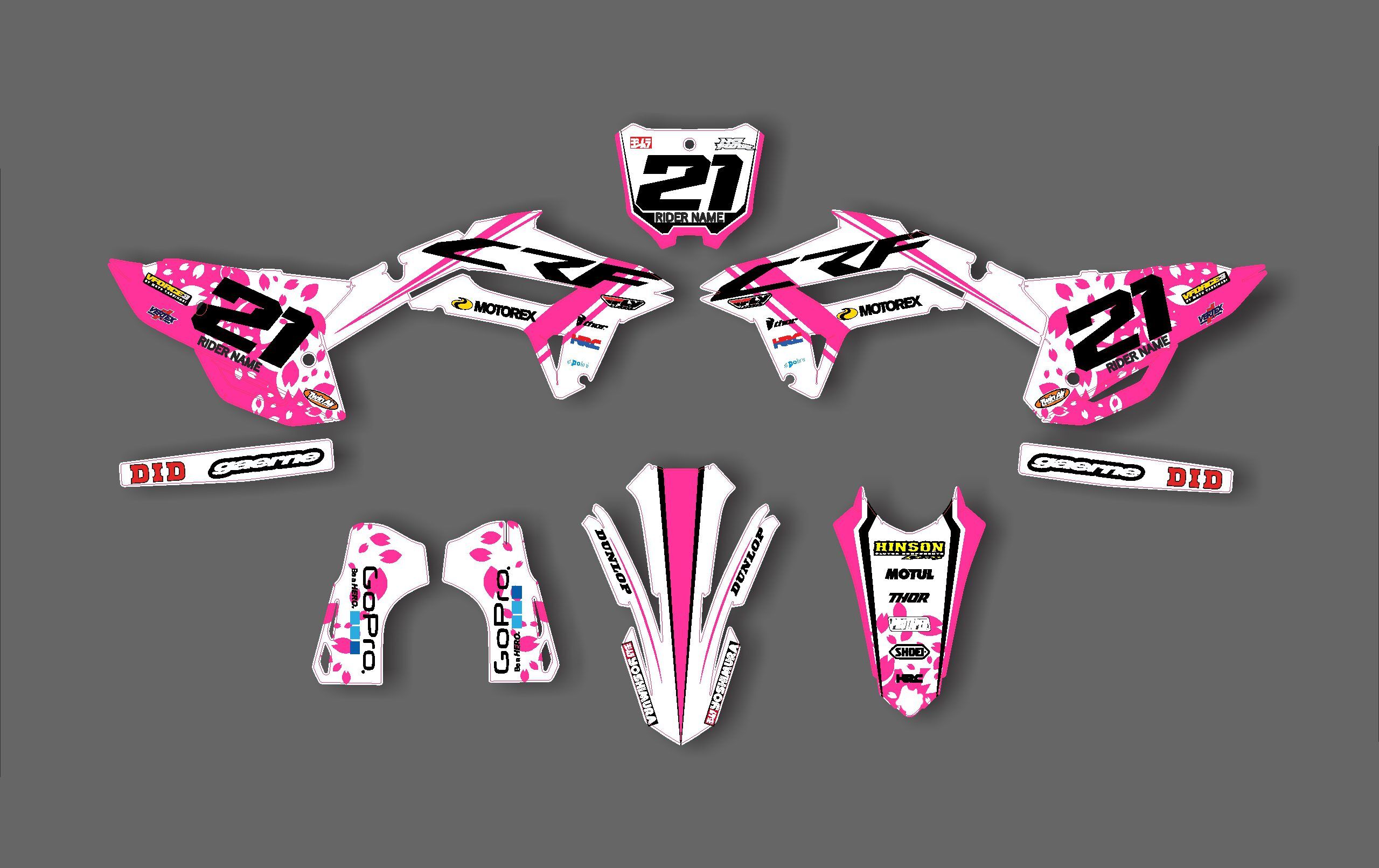 kit déco honda 250 crf (2022 2023) ligne rose