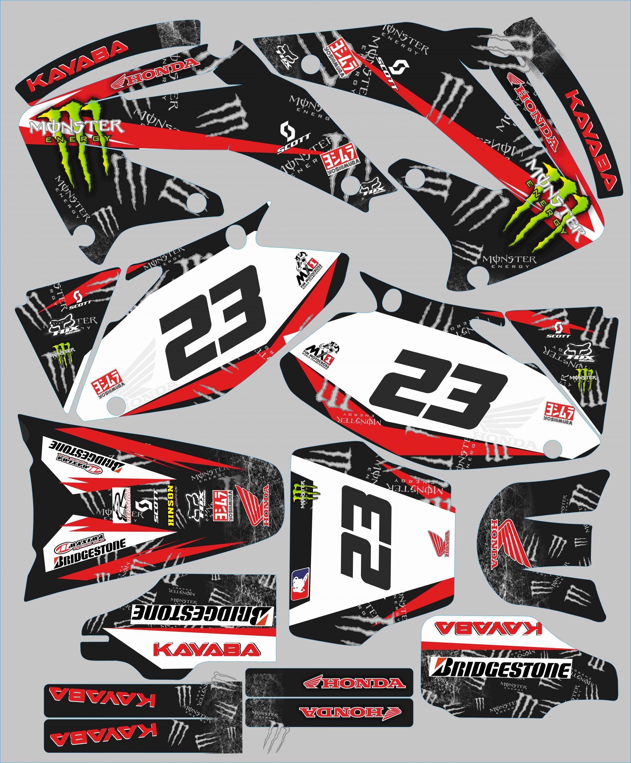 kit déco honda 450 crf (2002 2004) monster energy