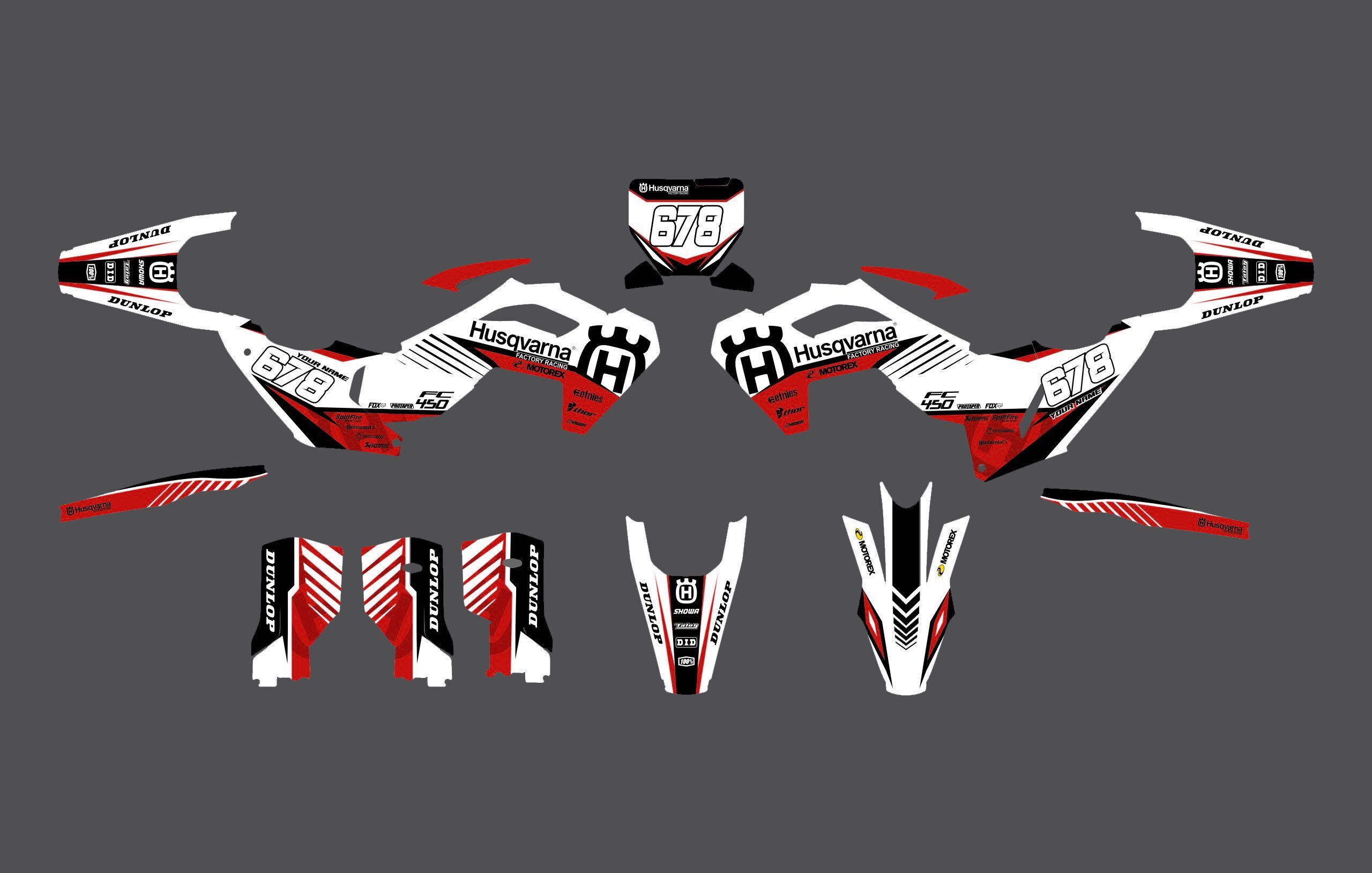 kit déco husqvarna 250 / 450 fc (2023) ligne rouge