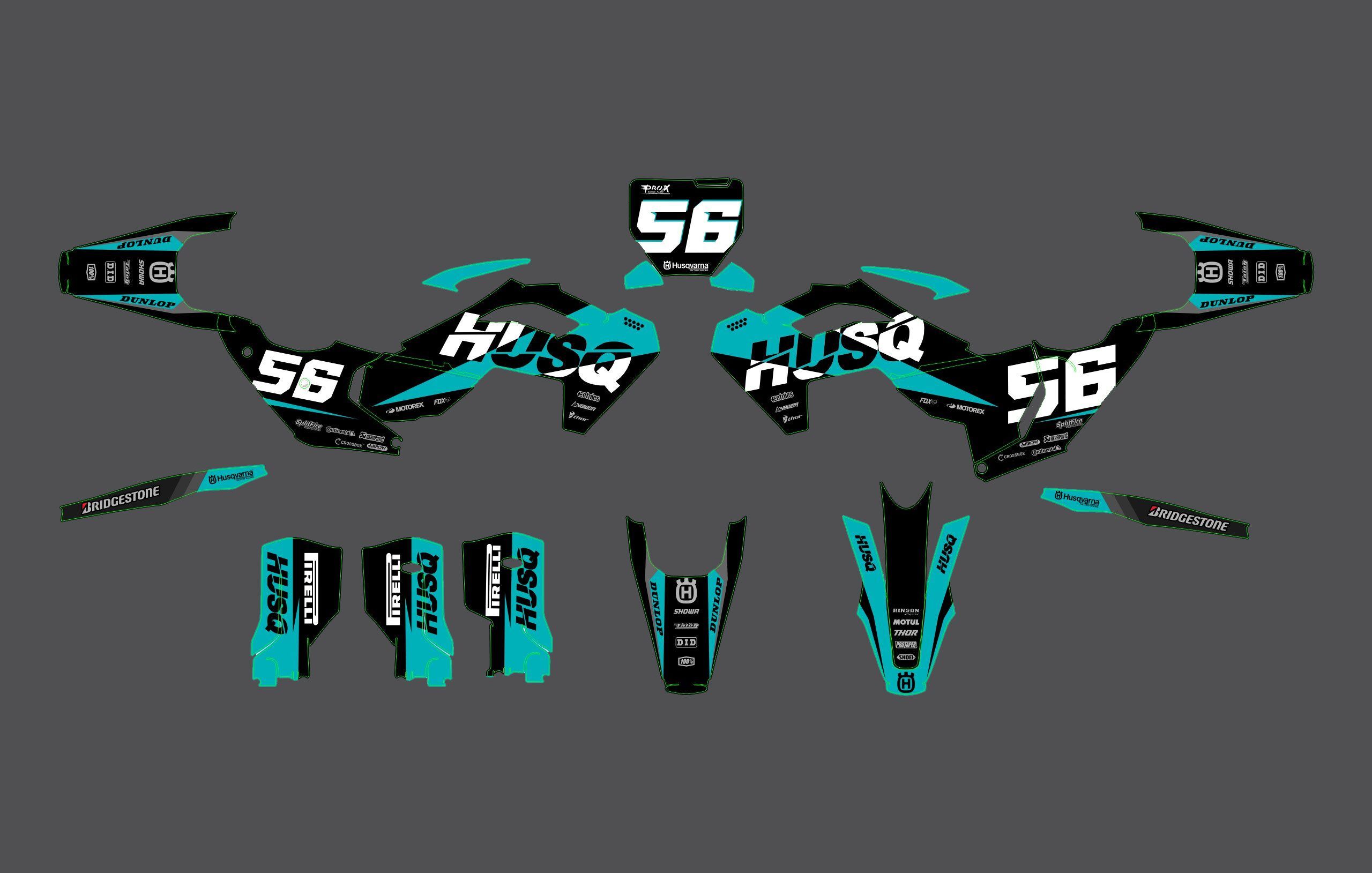 kit déco husqvarna 250 / 450 fc (2023) texte cyan #2