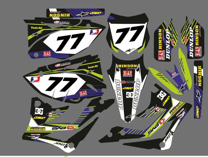 kit déco kawasaki 250 kxf (2013 2016) factory bleu