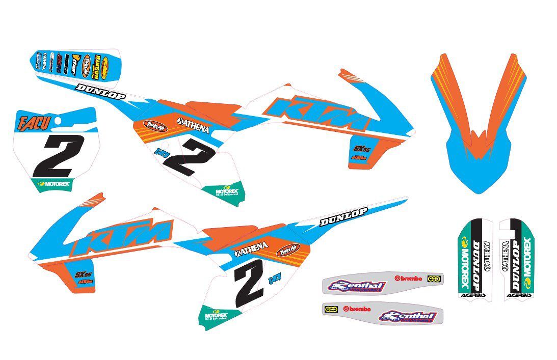 kit déco ktm 65 sx (2016 2022) factory cyan