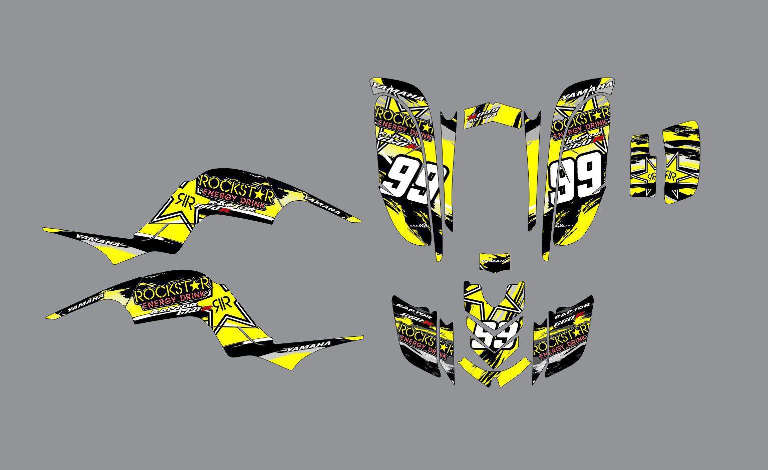 kit déco yamaha yfm 660 raptor rockstar jaune