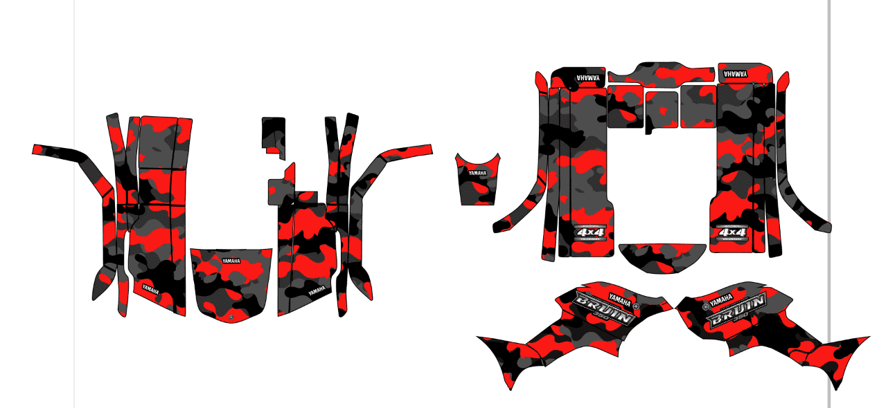 kit déco yamaha 350 bruin camouflage rouge
