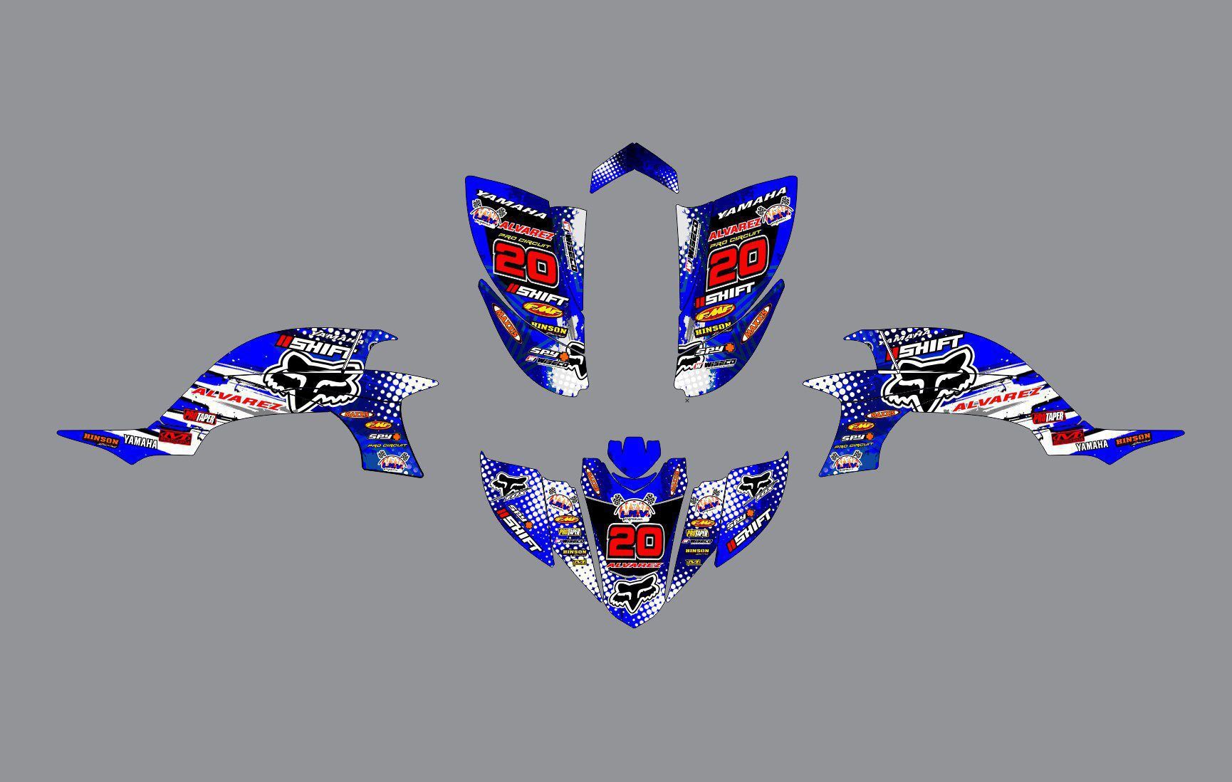 kit déco yamaha yfm 450 yfz fox bleu