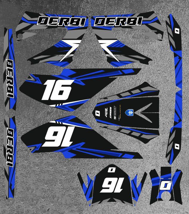kit déco derbi 50 xtreme xrace carem bleu