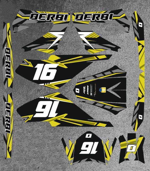 kit déco derbi 50 xtreme xrace carem jaune