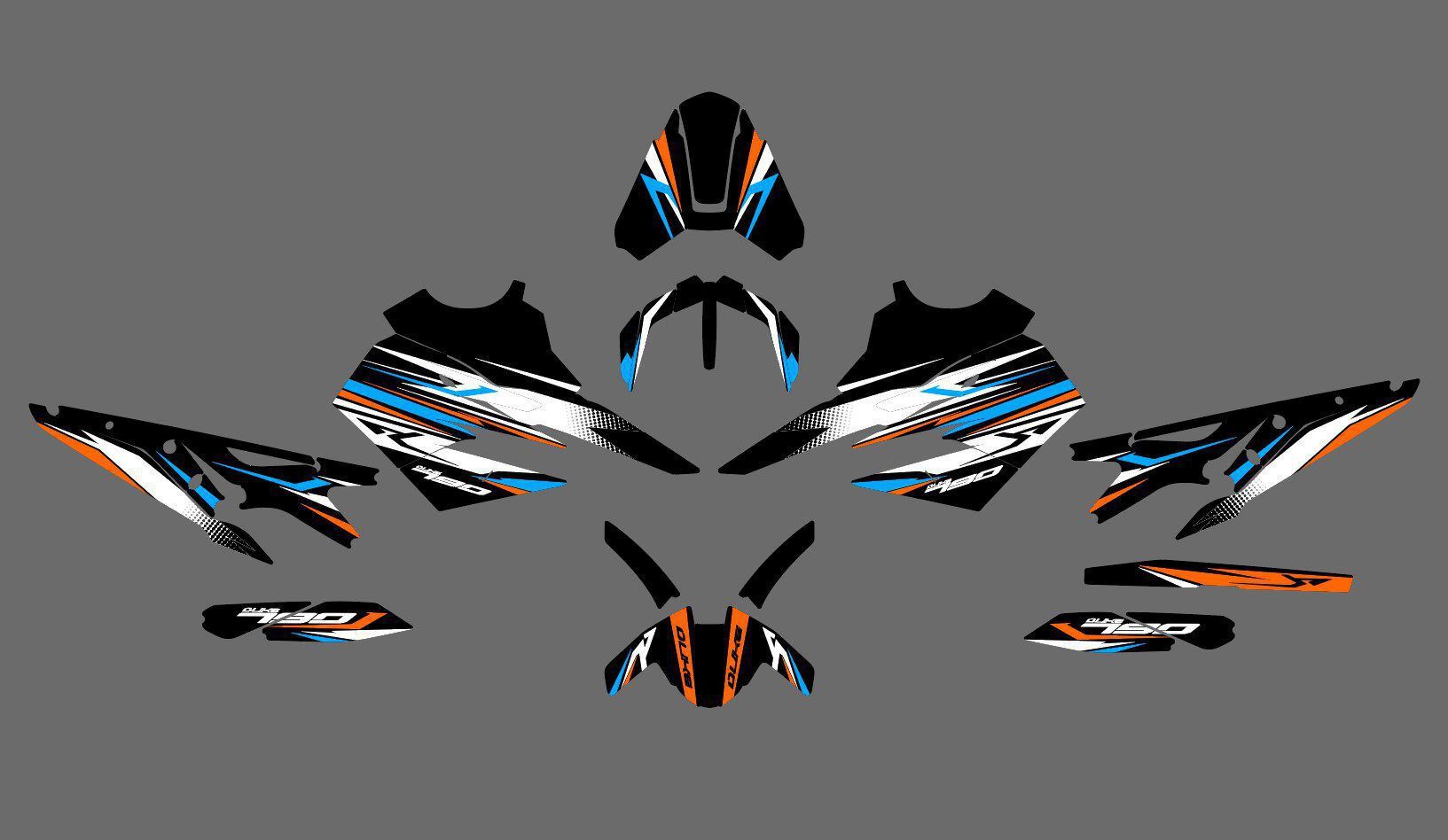 kit déco ktm 790 / 890 duke ligne bleu / orange