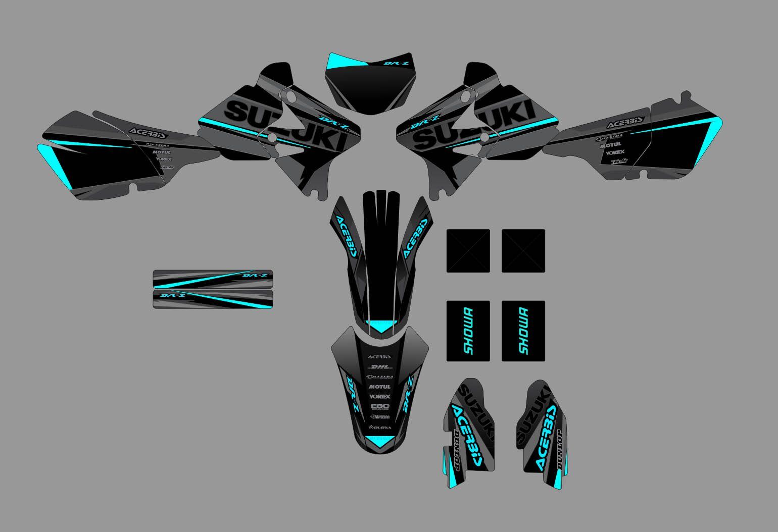 kit déco suzuki drz 400 airline cyan