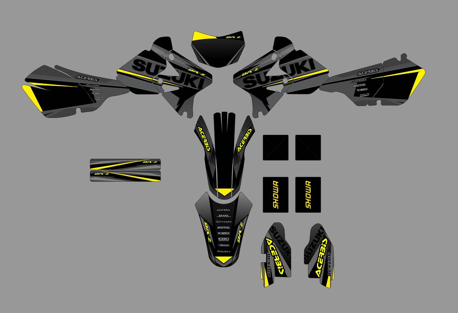 kit déco suzuki drz 400 airline jaune