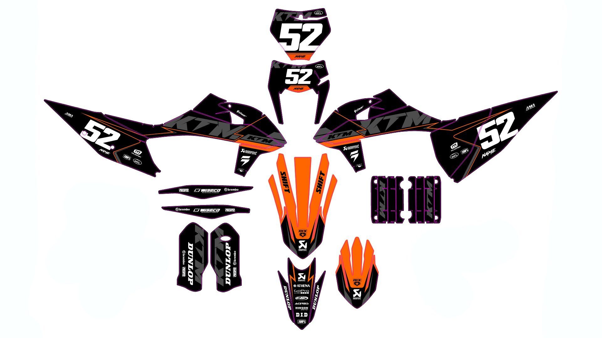 kit déco ktm exc / exc f (2020 2023) army