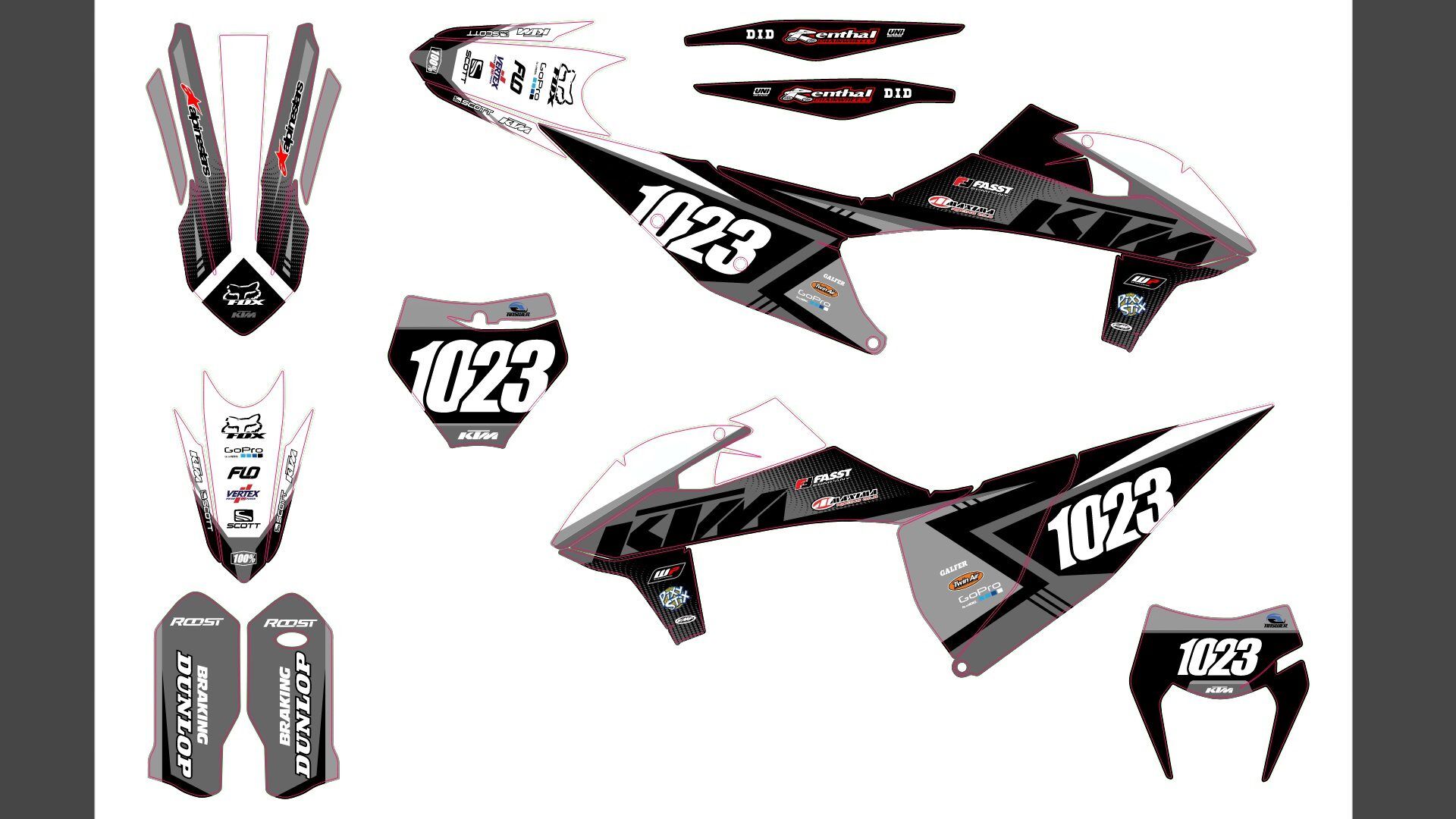 kit déco ktm exc / exc f (2020 2023) factory gris #2