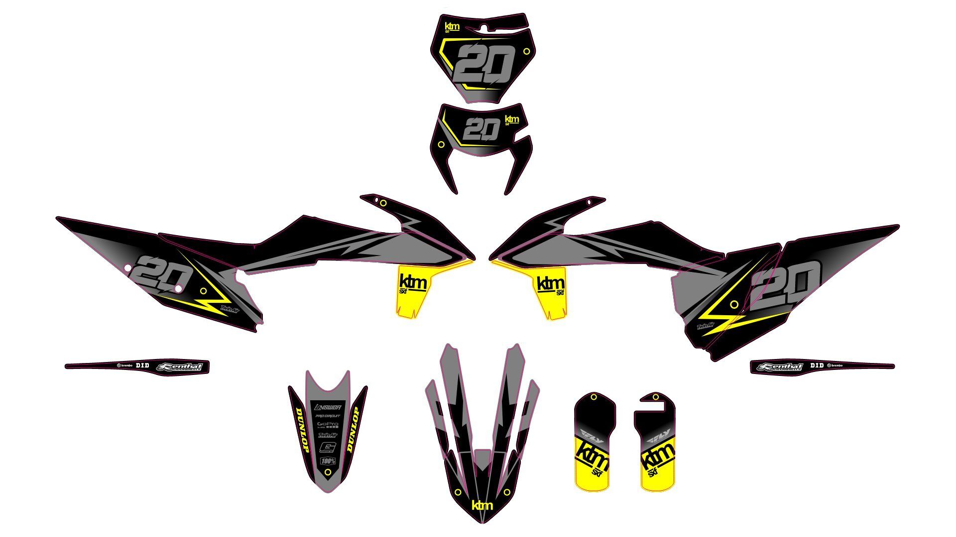 kit déco ktm exc / exc f (2020 2023) koy